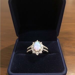 Enchanted Night Silver and Iris Opal Ring Size 8